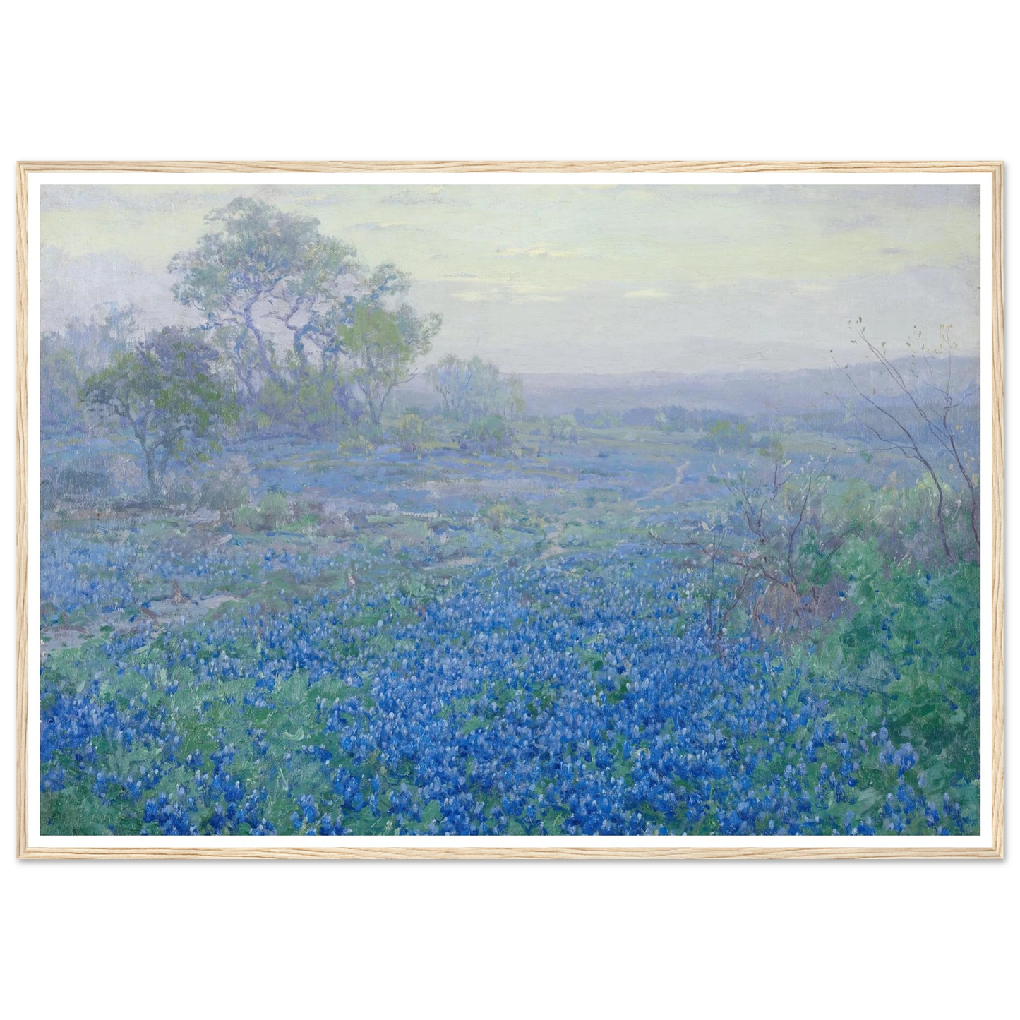 A Cloudy Day, Bluebonnets near San Antonio, Texas (1918) Art Print | Julian Onderdonk - Framed Poster - 30x40 cm / 12x16″ - Black frame