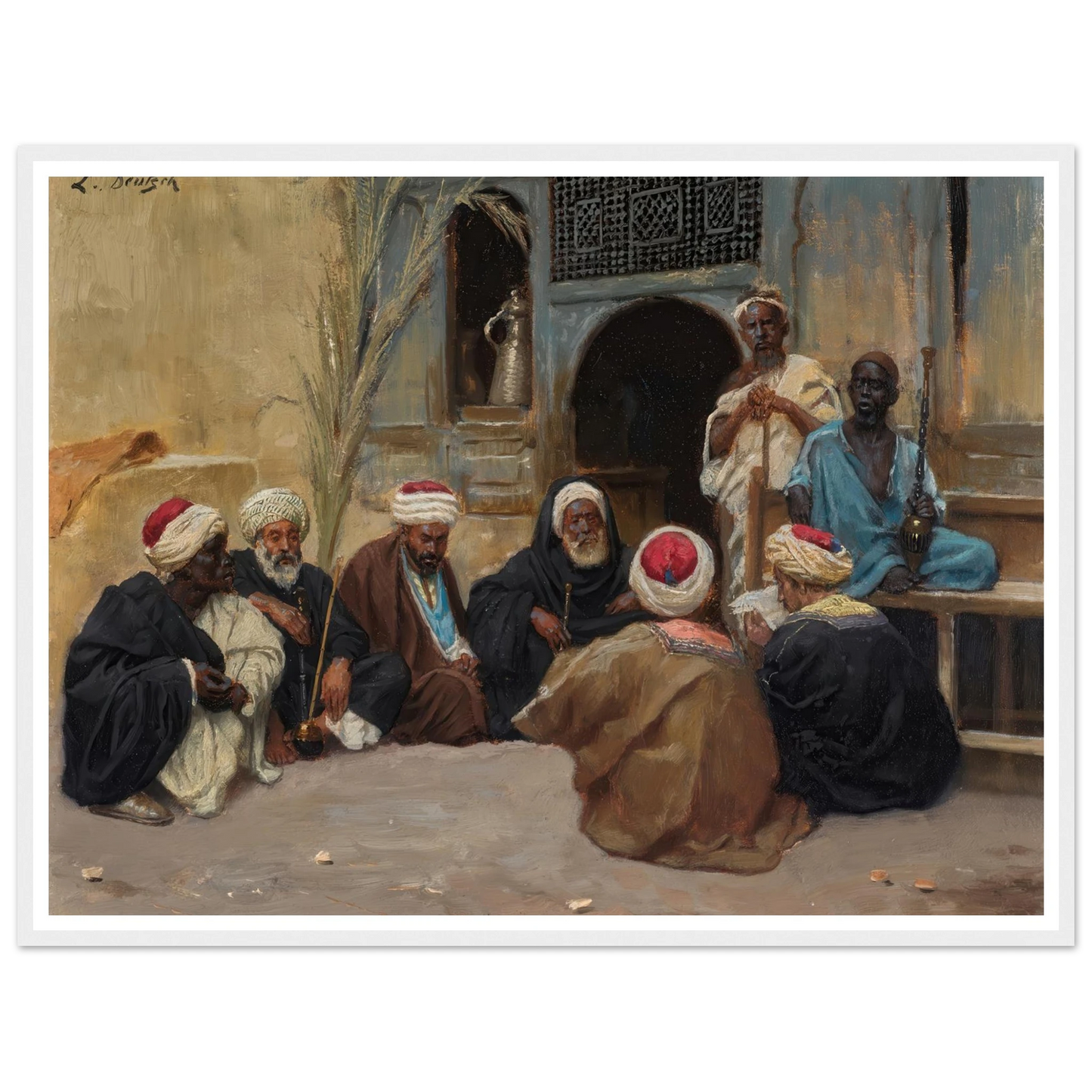 A Council Of Elders Art Print | Ludwig Deutsch - Framed Poster - 30x40 cm / 12x16″ - Black frame