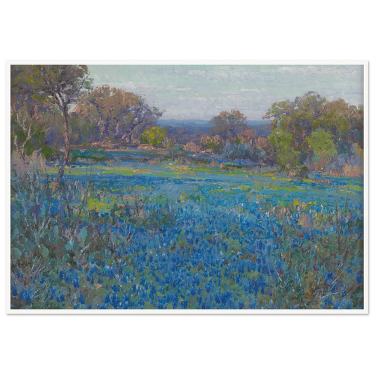 A field of Blue Bonnets, late afternoon sunlight (1919-1920) Art Print | Julian Onderdonk - Framed Poster - 30x40 cm / 12x16″ - Black frame