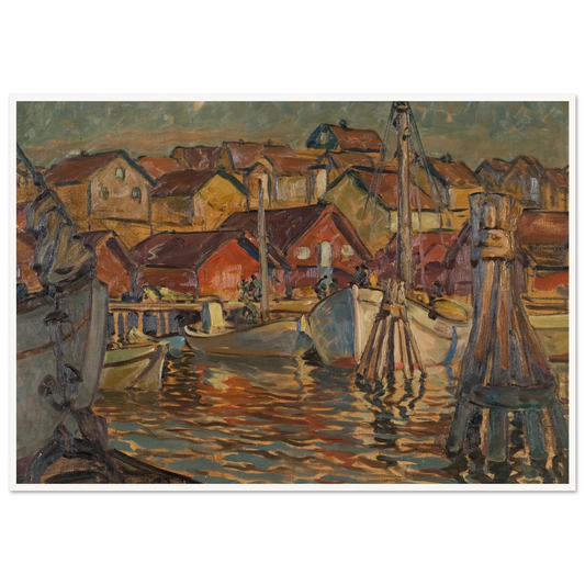 A Fishing Harbour. Study from North Norway Art Print | Anna Boberg - Framed Poster - 30x40 cm / 12x16″ - Black frame