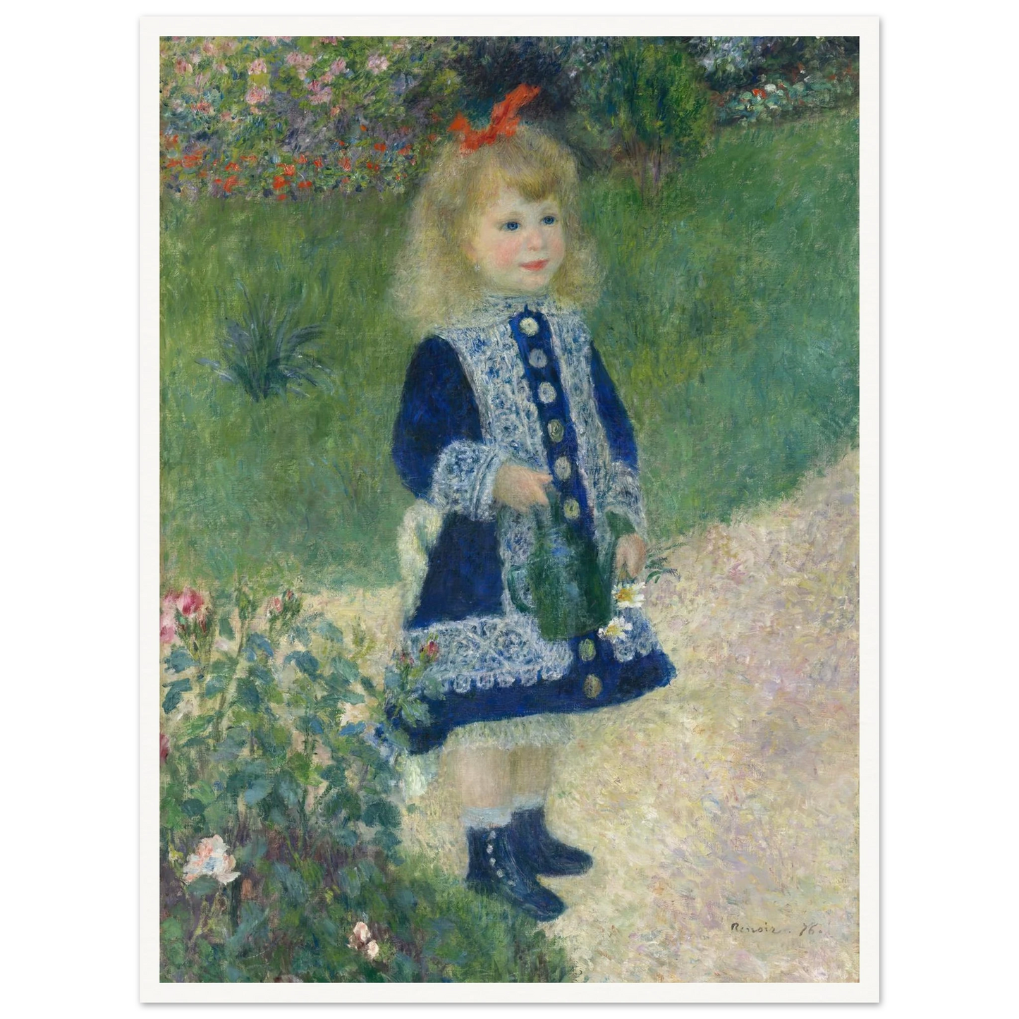 A Girl with a Watering Can (1876) Art Print | Pierre Auguste Renoir - Framed Poster - 30x40 cm / 12x16″ - Black frame