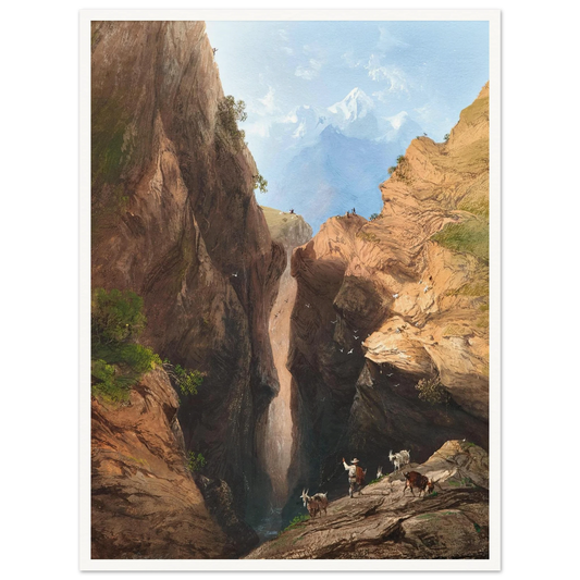 A Goatherd in the Alps Art Print | Carlo Bossoli - Framed Poster - 30x40 cm / 12x16″ - Black frame