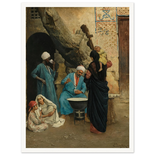 A Refreshing Drink (1891) Art Print | Ludwig Deutsch - Framed Poster - 30x40 cm / 12x16″ - Black frame