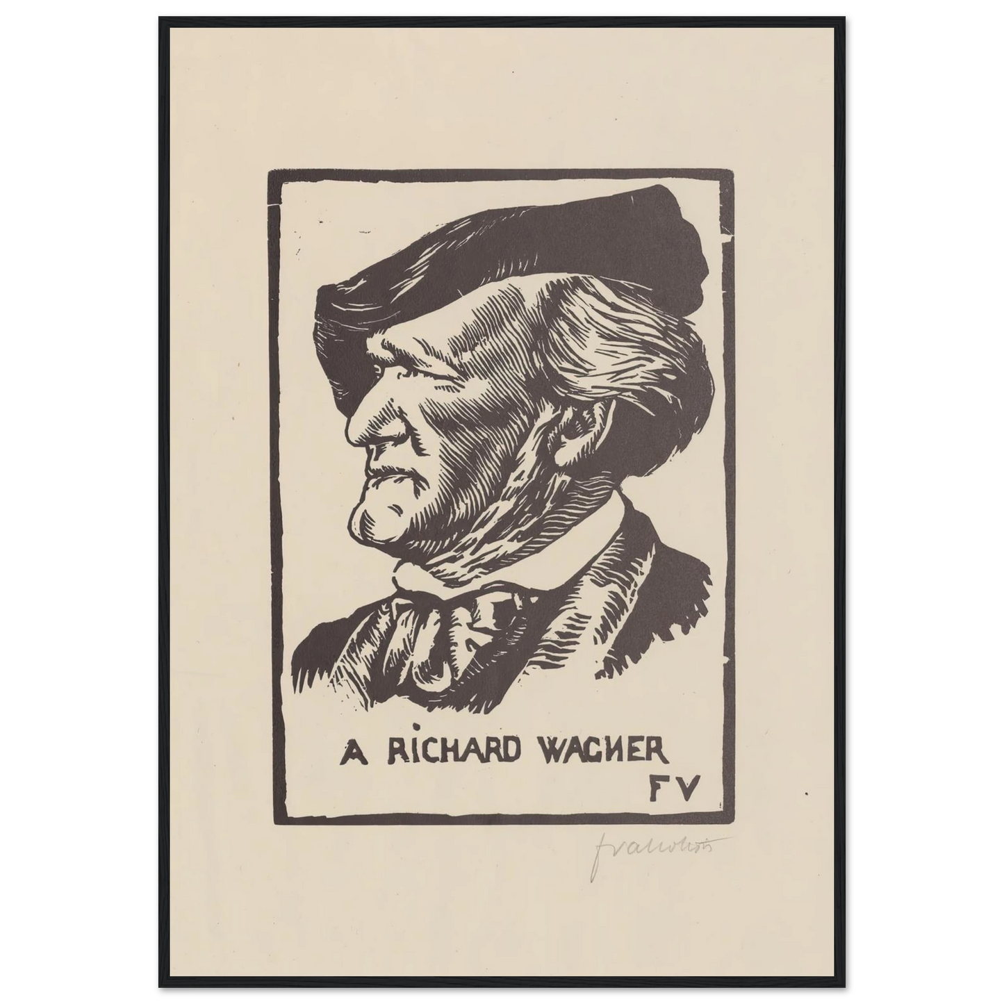 A Richard Wagner (1891) Art Print | Felix Vallotton - Framed Poster - 30x40 cm / 12x16″ - Black frame