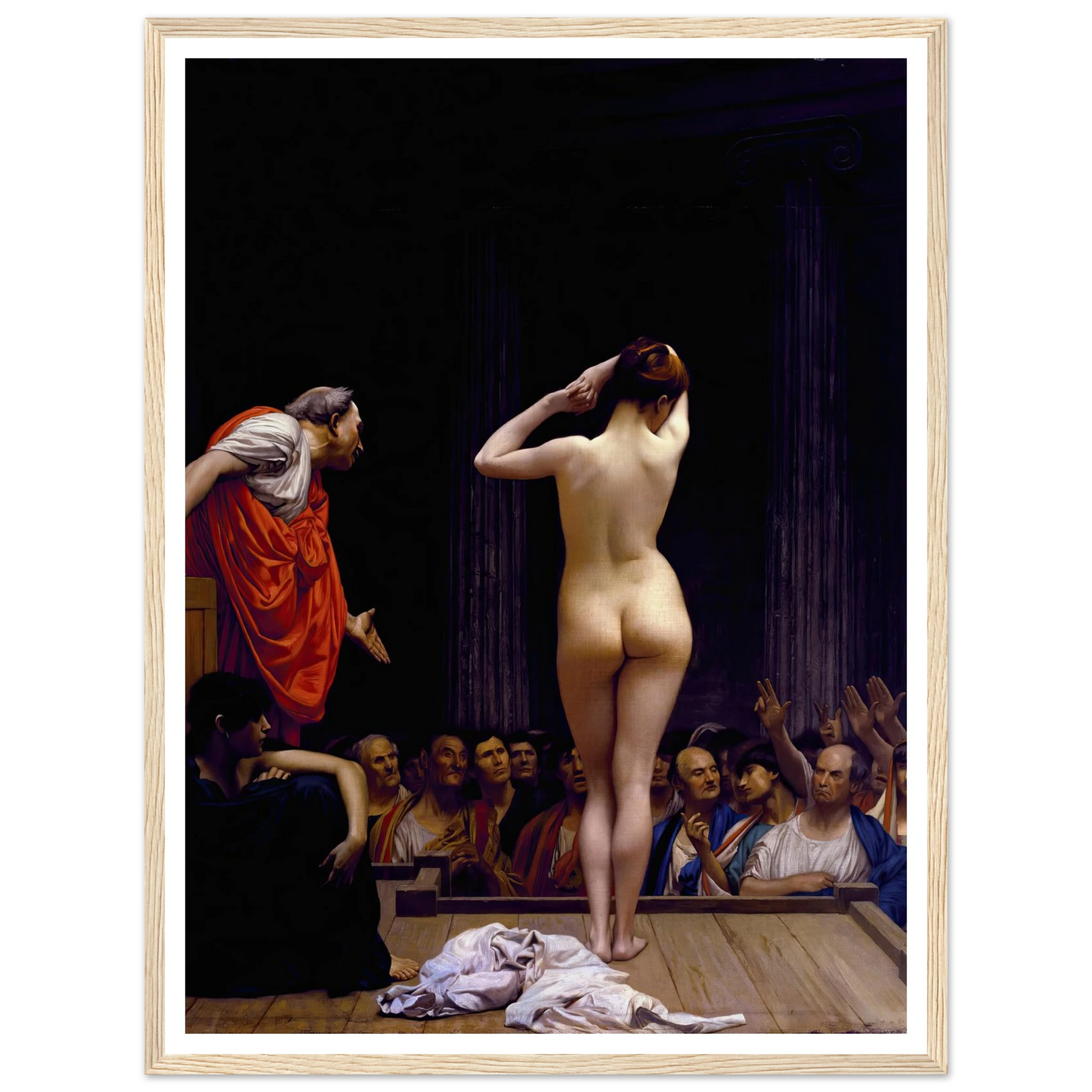 A Roman Slave Market (ca 1884) Art Print | Jean Leon Gerome - Framed Poster - 30x40 cm / 12x16″ - Black frame