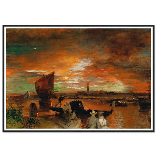 A scene at dusk in Venice (1903) Art Print | Oswald Achenbach - Framed Poster - 30x40 cm / 12x16″ - Black frame
