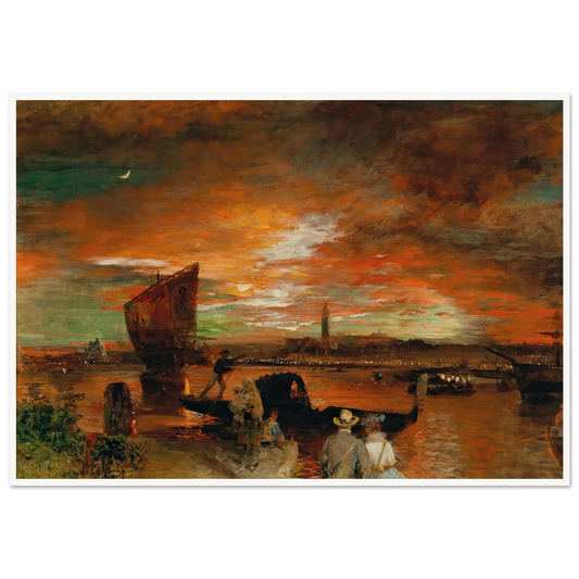 A scene at dusk in Venice (1903) Art Print | Oswald Achenbach - Framed Poster - 30x40 cm / 12x16″ - Black frame