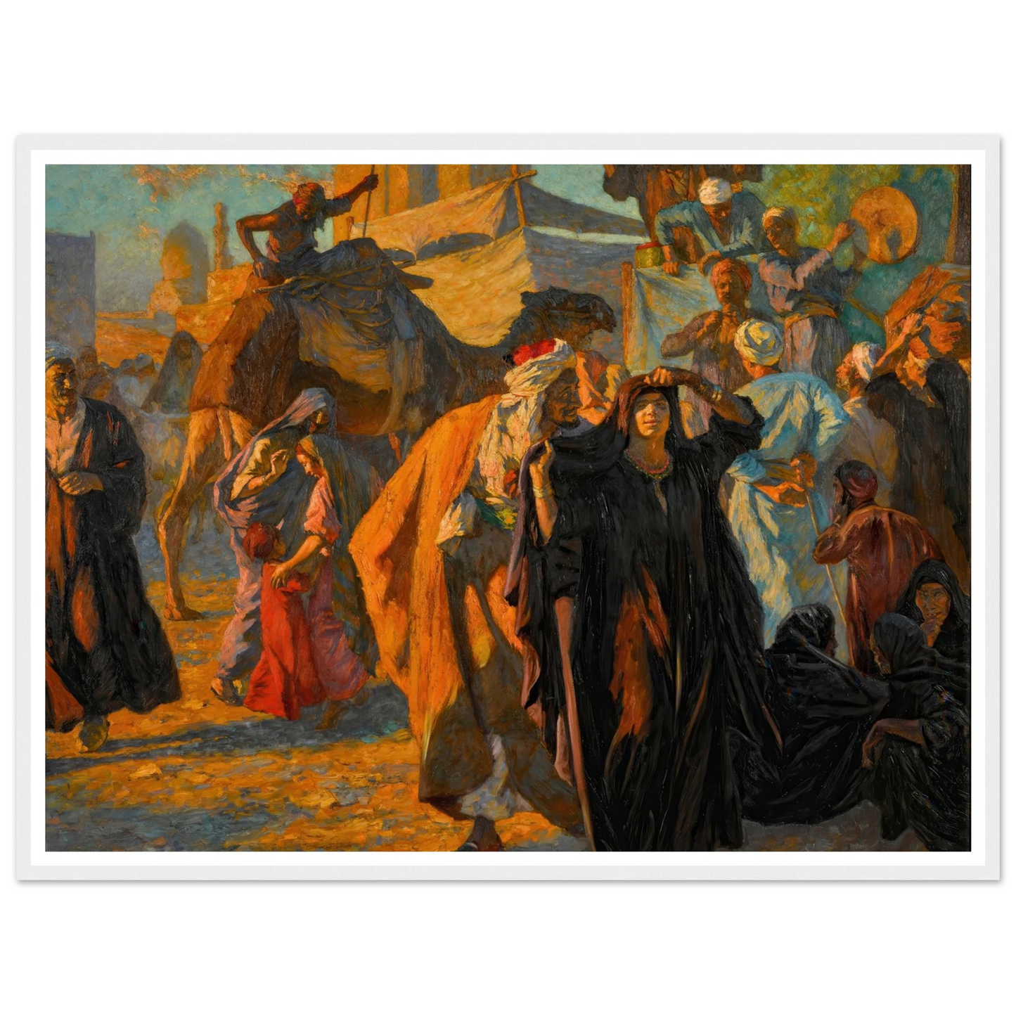 A Street Celebration In Cairo (1912) Art Print | Ludwig Deutsch - Framed Poster - 30x40 cm / 12x16″ - Black frame