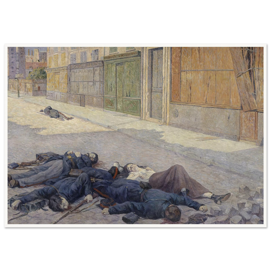 A Street in Paris in May 1871 (between 1903 and 1906) Art Print | Maximilien Luce - Framed Poster - 30x40 cm / 12x16″ - Black frame
