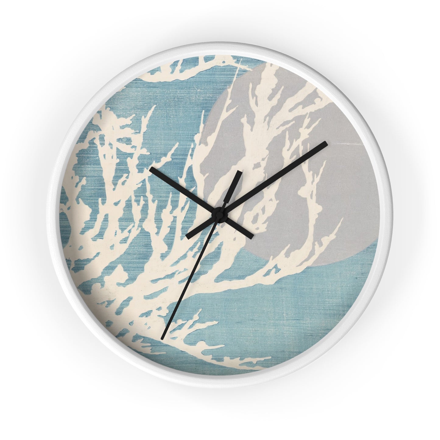 A Thousand Grasses Pl.03 Wall Clock | Kamisaka Sekka - Black - White Base - 10"