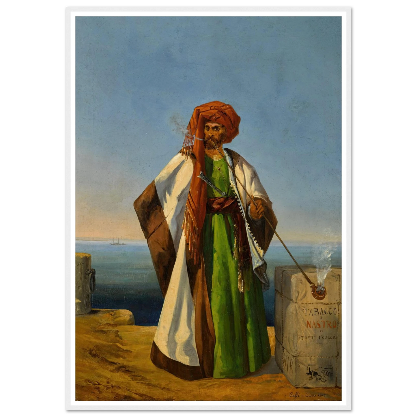 A Tobacco Merchant (1844) Art Print | Ippolito Caffi - Framed Poster - 70x100 cm / 28x40″ - Black frame