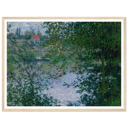 À Travers Les Arbres, Île De La Grande Jatte (1878) Art Print | Claude Monet - Framed Poster - 30x40 cm / 12x16″ - Black frame