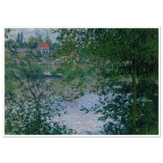 À Travers Les Arbres, Île De La Grande Jatte (1878) Art Print | Claude Monet - Framed Poster - 30x40 cm / 12x16″ - Black frame