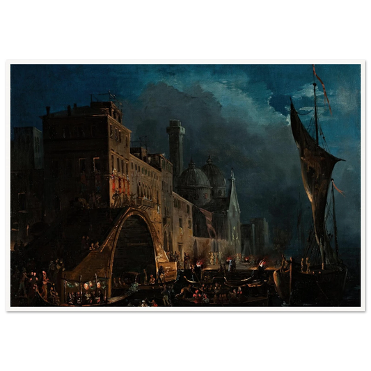 A Venetian Gala Night (1824-1838) Art Print | Ippolito Caffi - Framed Poster - 30x40 cm / 12x16″ - Black frame