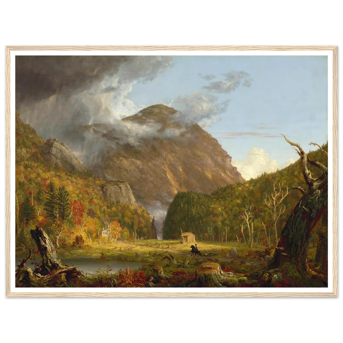 A View of the Mountain Pass Called the Notch of the White Mountains (Crawford Notch) (1839) Art Print | Thomas Cole - Framed Poster - 30x40 cm / 12x16″ - Black frame