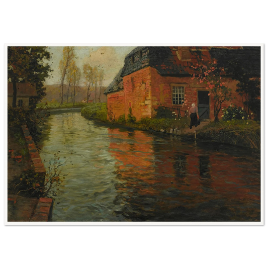 A view of the river La Varenne (1894) Art Print | Frits Thaulow - Framed Poster - 30x40 cm / 12x16″ - Black frame