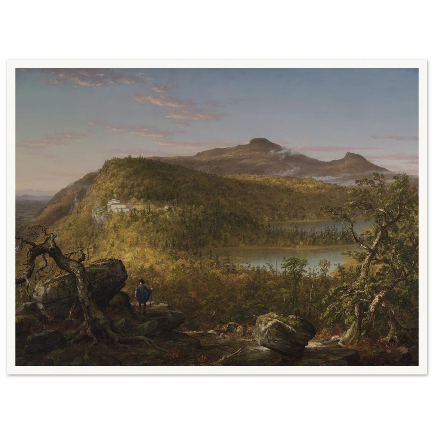 A View of the Two Lakes and Mountain House, Catskill Mountains, Morning Art Print | Thomas Cole - Framed Poster - 30x40 cm / 12x16″ - Black frame