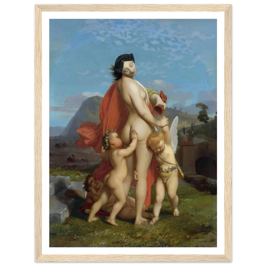 A Young Nymph Teased By Putti (1851) Art Print | Jean Leon Gerome - Framed Poster - 30x40 cm / 12x16″ - Black frame