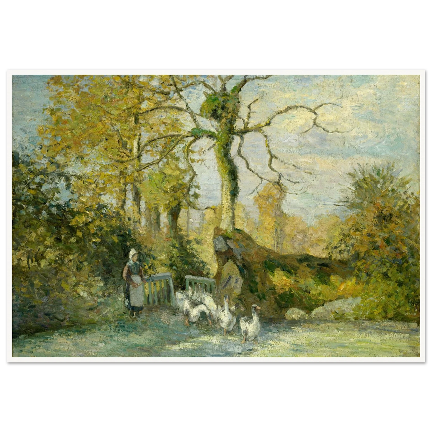 The Goose Girl at Montfoucault (White Frost) (1875) Art Print | Camille Pissarro-Quipham Collections