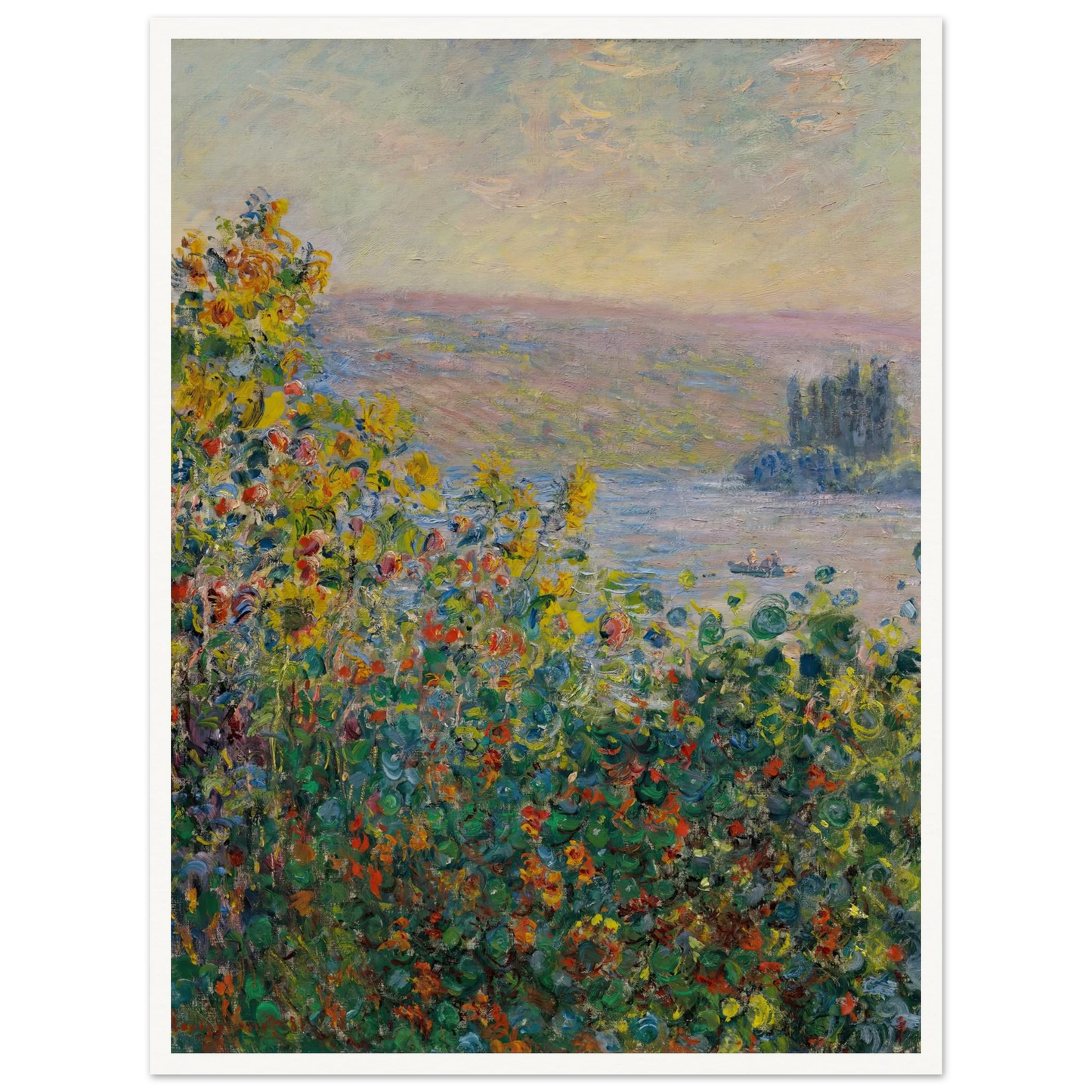 Flower Beds at Vétheuil (1881) Art Print | Claude Monet-Quipham Collections
