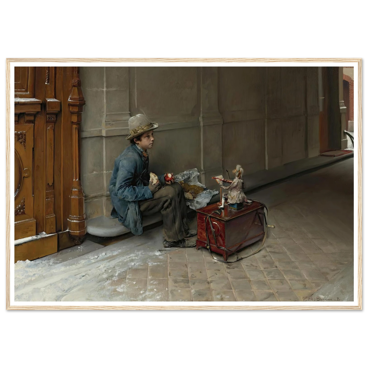 The petit savoyard eating in front of an entrance to a house (1877) Art Print | Pascal Adolphe Jean Dagnan Bouveret-Quipham Collections