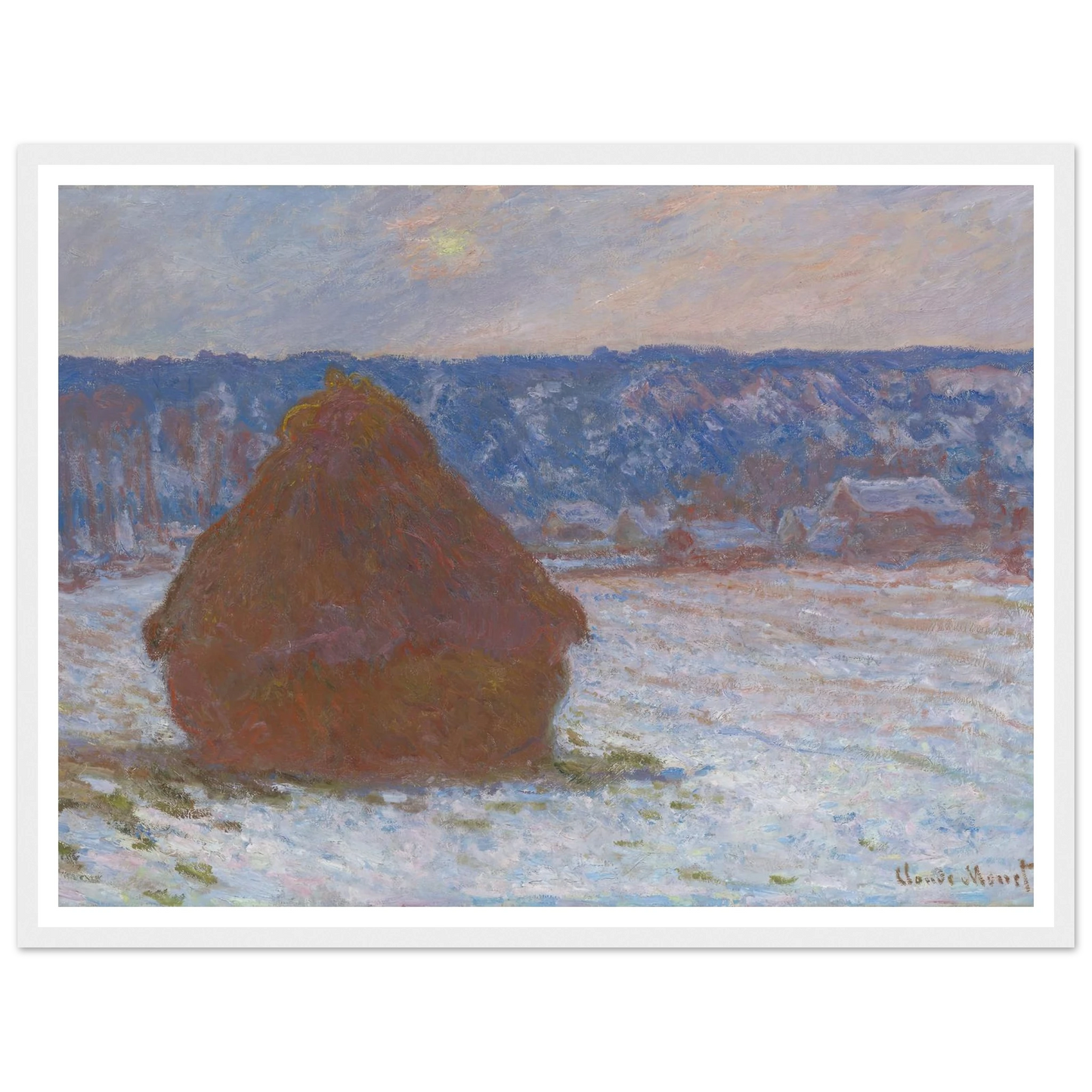 Stack of Wheat (Snow Effect, Overcast Day) (1890-91) Art Print | Claude Monet-Quipham Collections