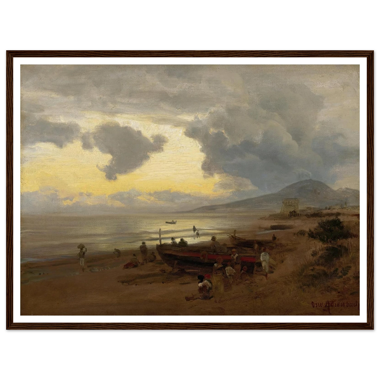Sunset On The Shore Art Print | Oswald Achenbach-Quipham Collections