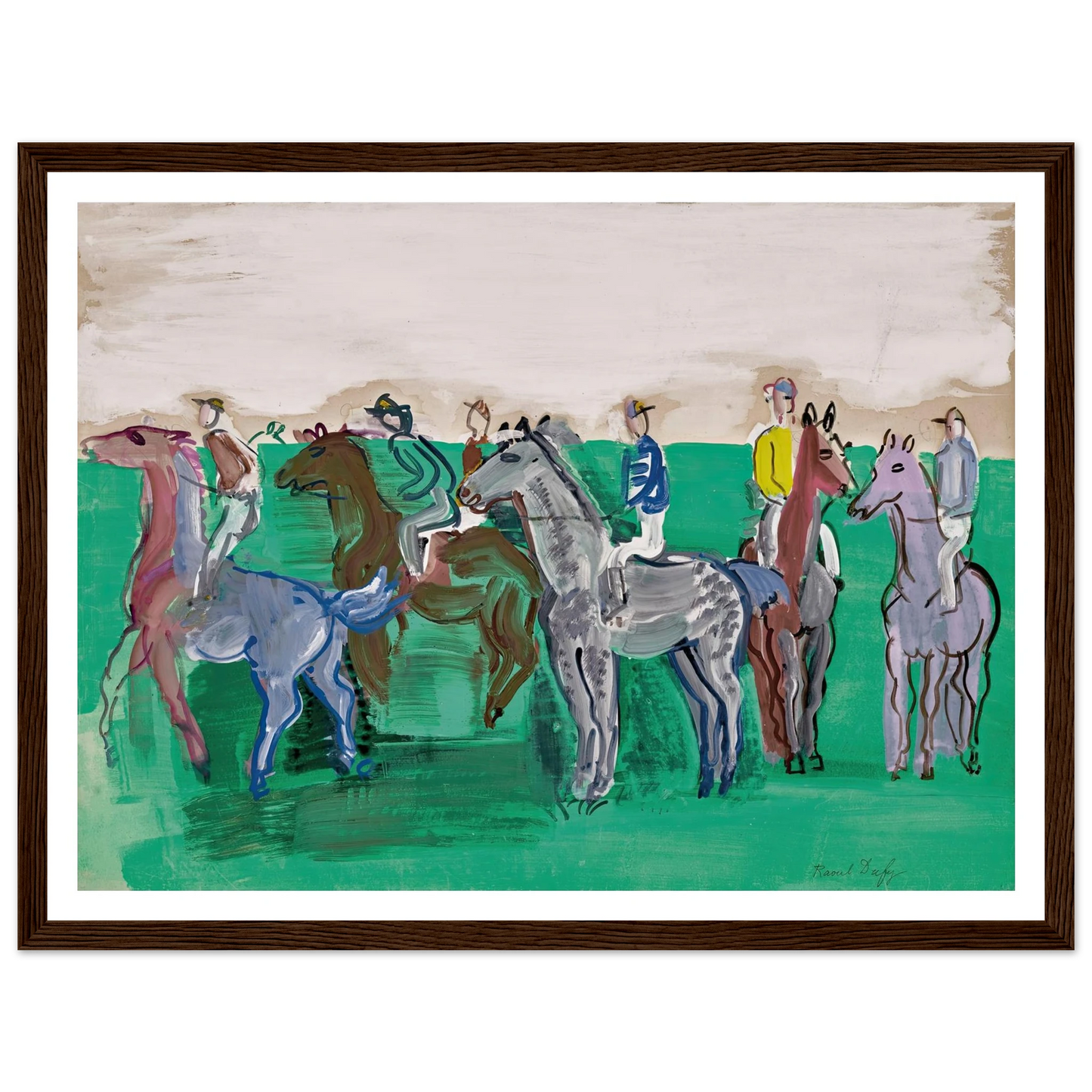 Jockeys et chevaux avant le départ (circa 1930) Art Print | Raoul Dufy-Quipham Collections
