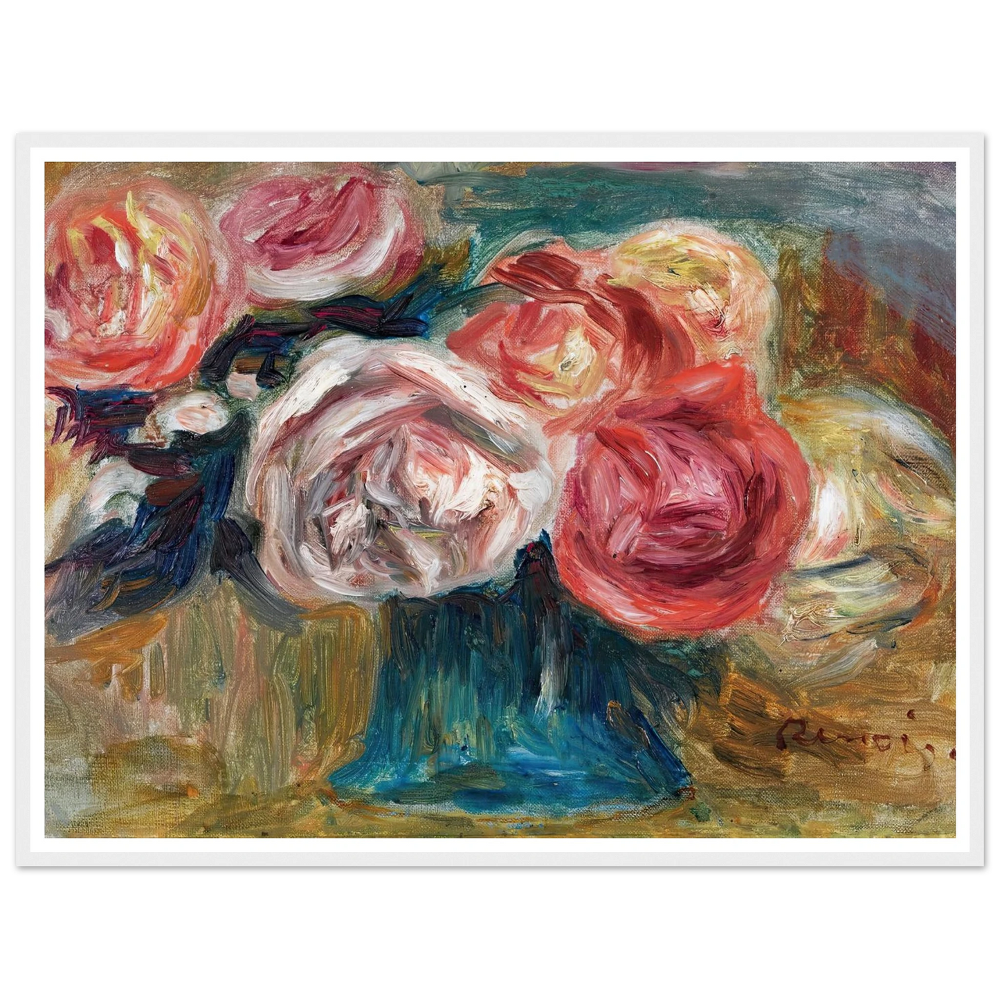 Bouquet De Roses Dans Un Vase Art Print | Pierre Auguste Renoir-Quipham Collections