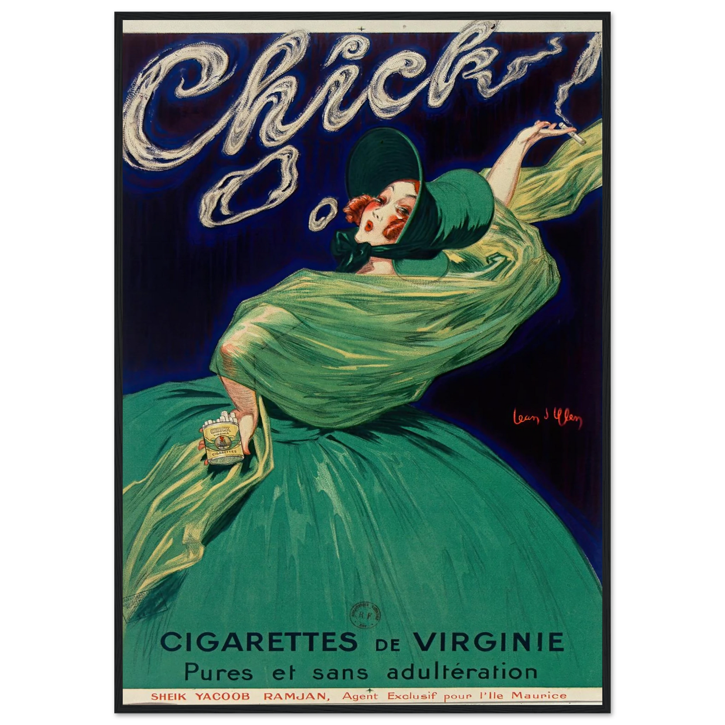 Chick cigarettes de Virginie pures et sans adultération (1925) Art Print | Jean Dylen-Quipham Collections