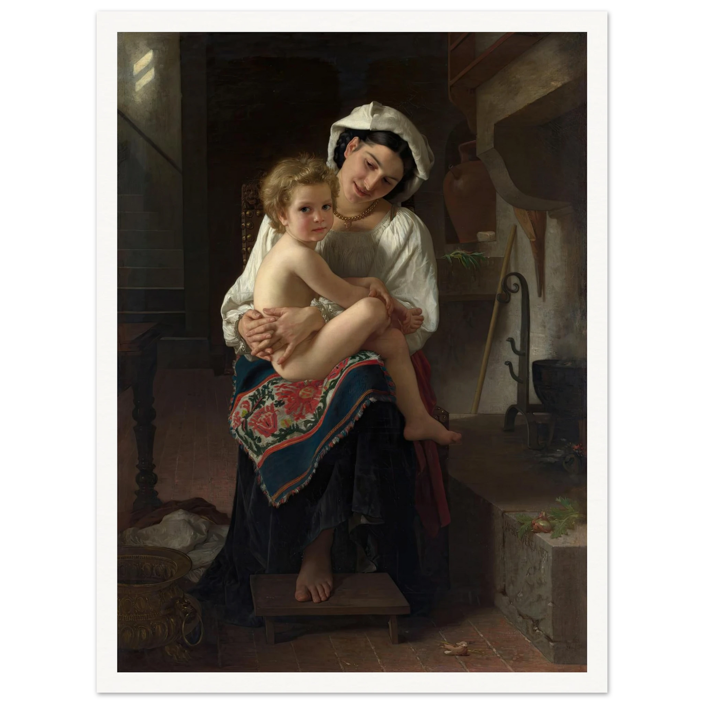 Young Mother Gazing at Her Child (1871) Art Print | William Bouguereau-Quipham Collections