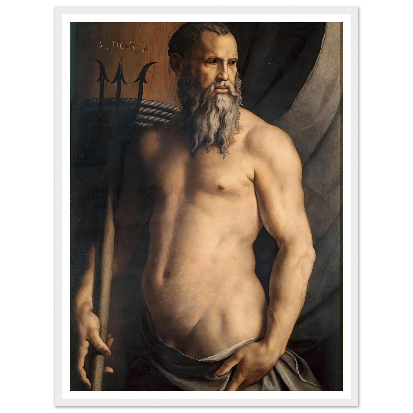 Portrait Of Andrea Doria As Neptune (1550–1555) Art Print | Agnolo Bronzino-Quipham Collections