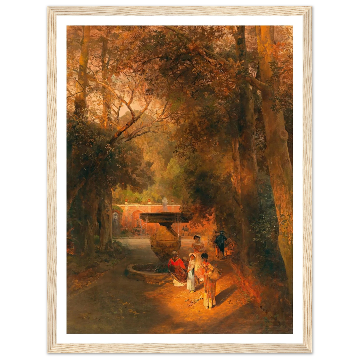 In the park by the fountain of Villa Torlonia in Frascati, near Rome Art Print | Oswald Achenbach-Quipham Collections