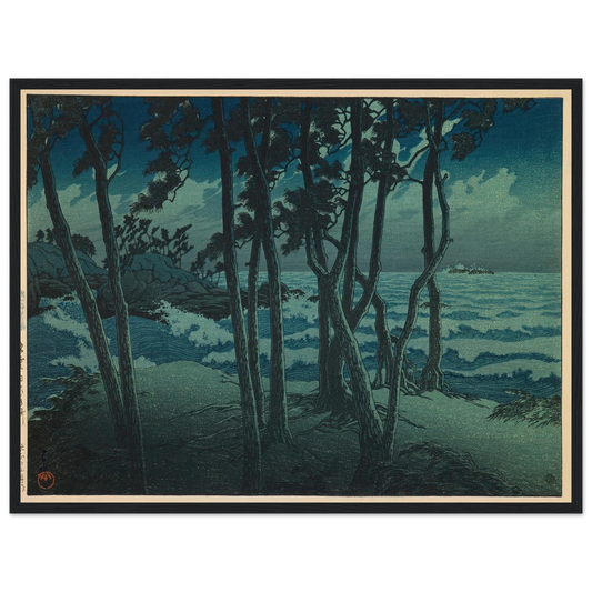 Hinomisaki, Izumo, from the series ‘Souvenirs of Travels, Third Series’ (1924) Art Print | Kawase Hasui - Framed Poster - 30x40 cm / 12x16″ - Black frame