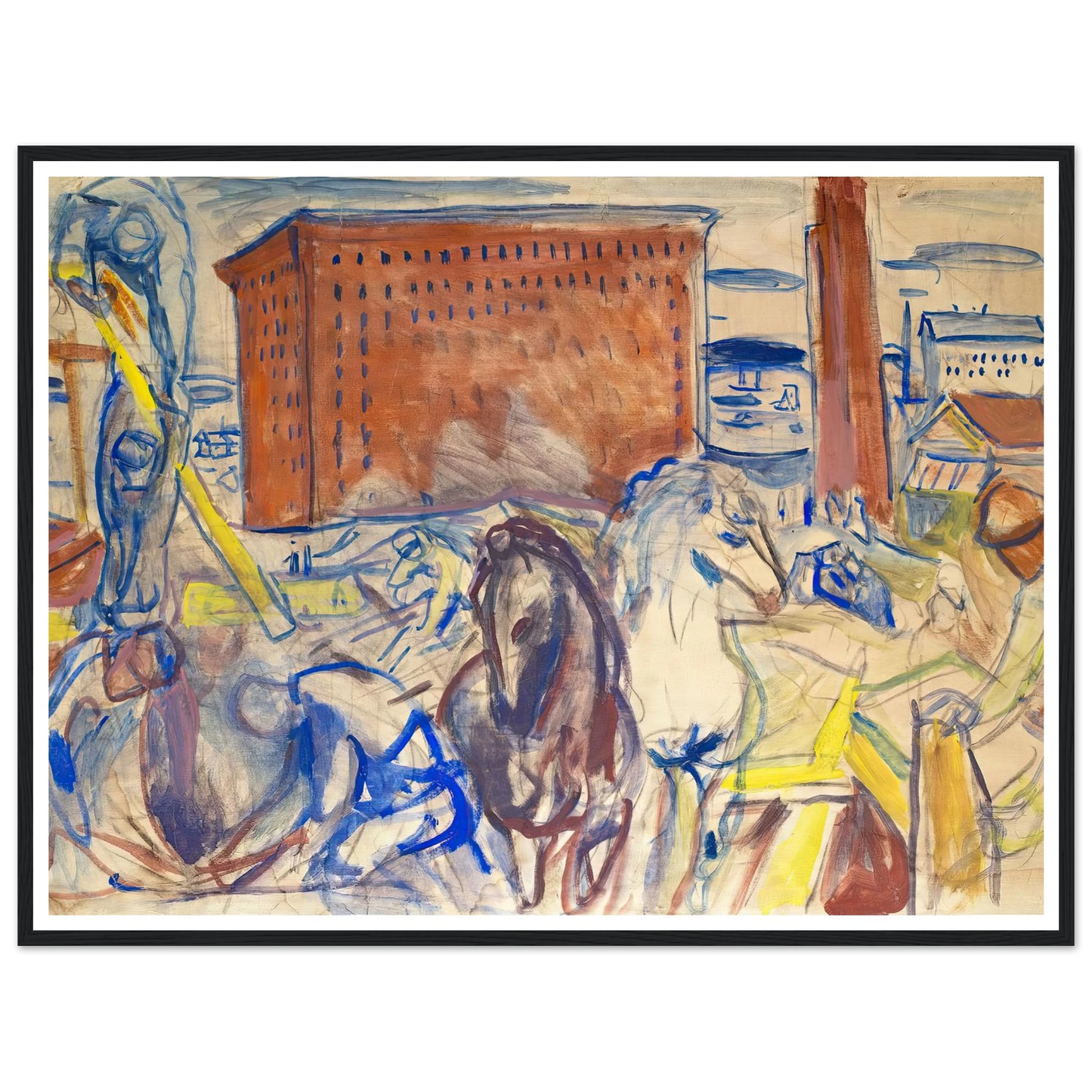 Horse Team on a Building Site (1928–1929) Art Print | Edvard Munch-Quipham Collections