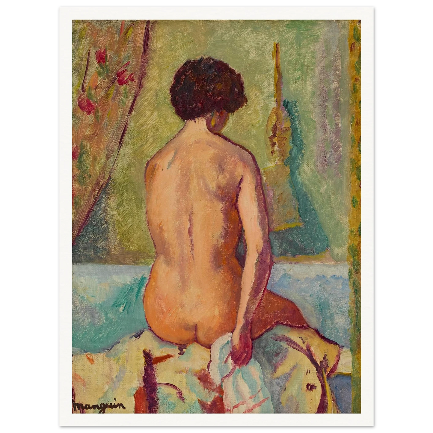 Nu assis de dos, line (1940) Art Print | Henri Manguin-Quipham Collections