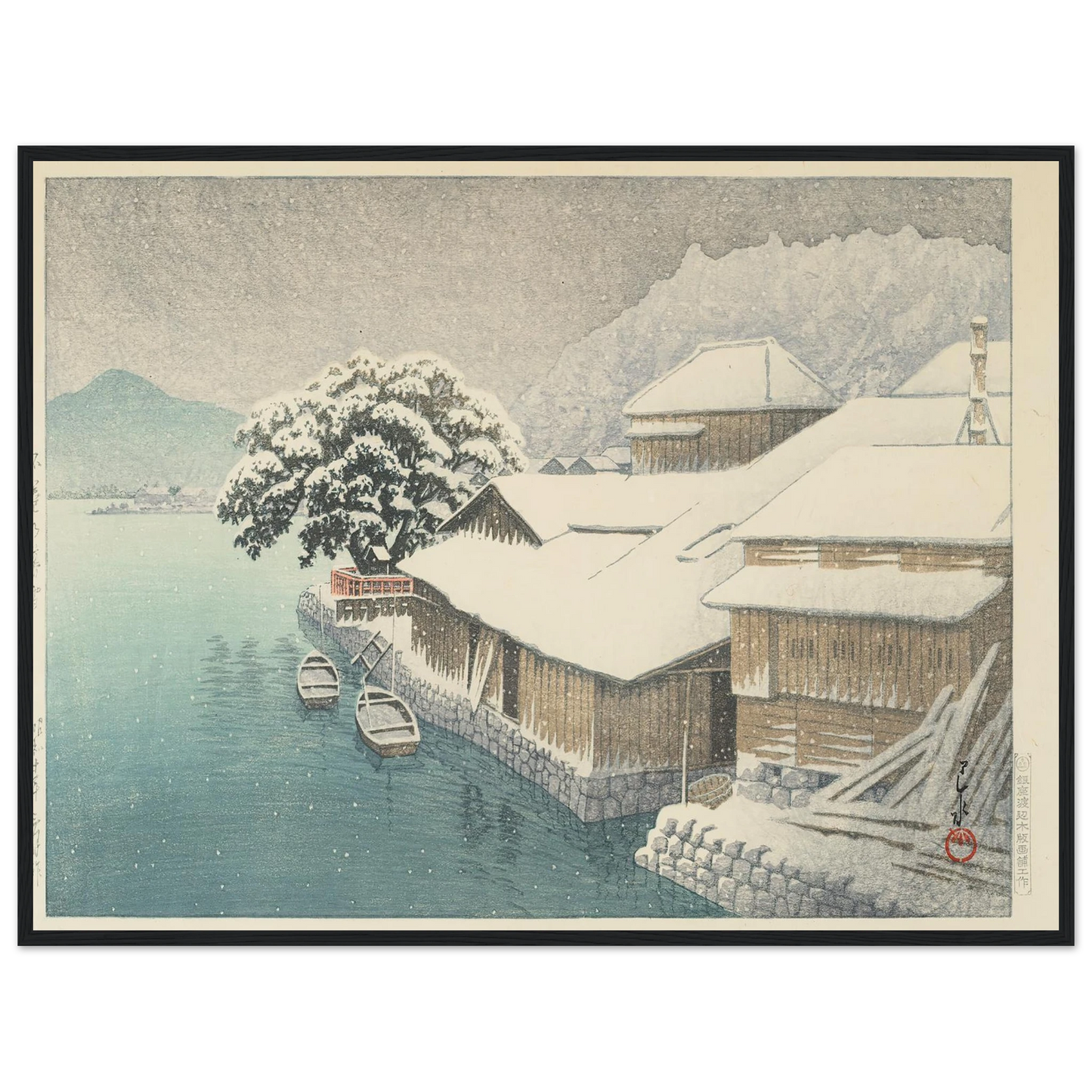 Ishinomaki no bosetsu (Evening Snow at Ishinomaki) (1935) Art Print | Kawase Hasui-Quipham Collections