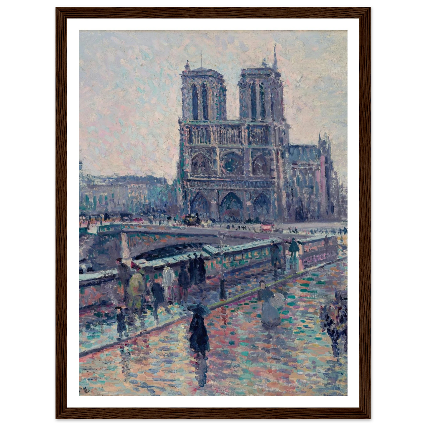 Bords de la Seine avec Notre-Dame sous la pluie (1900) Art Print | Maximilien Luce-Quipham Collections