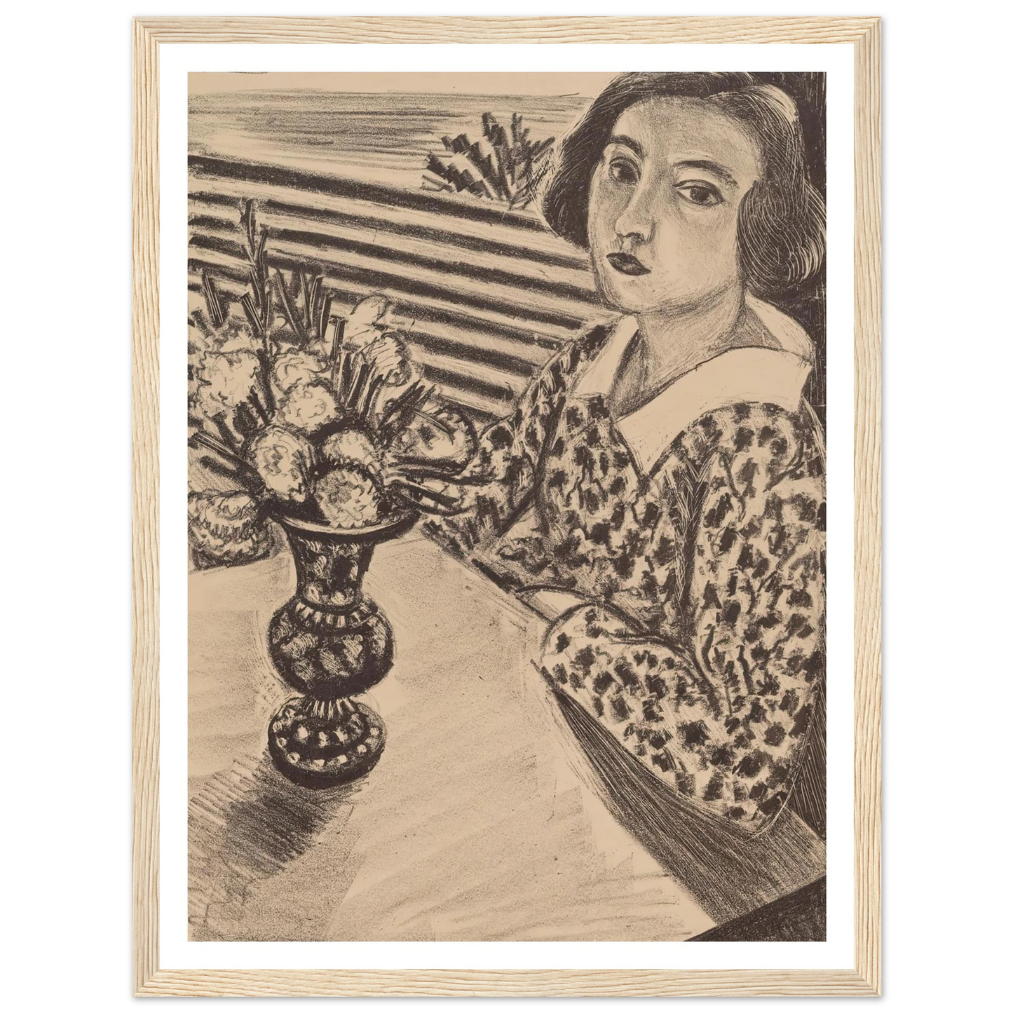 Seated Young Girl with a Bouquet of Flowers (1923) Art Print | Henri Matisse-Quipham Collections