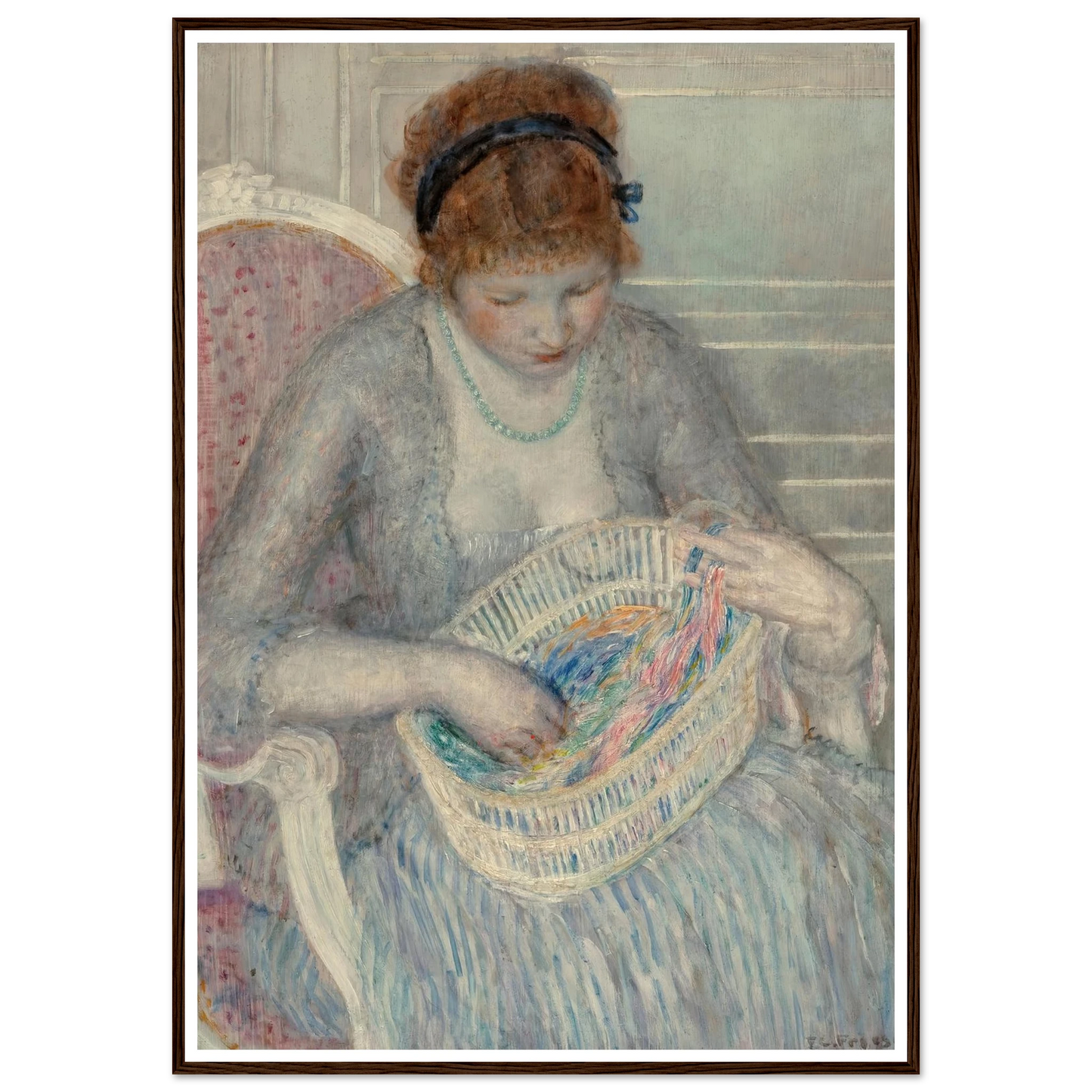 Girl with a Basket of Ribbons (1915) Art Print | Frederick Carl Frieseke-Quipham Collections
