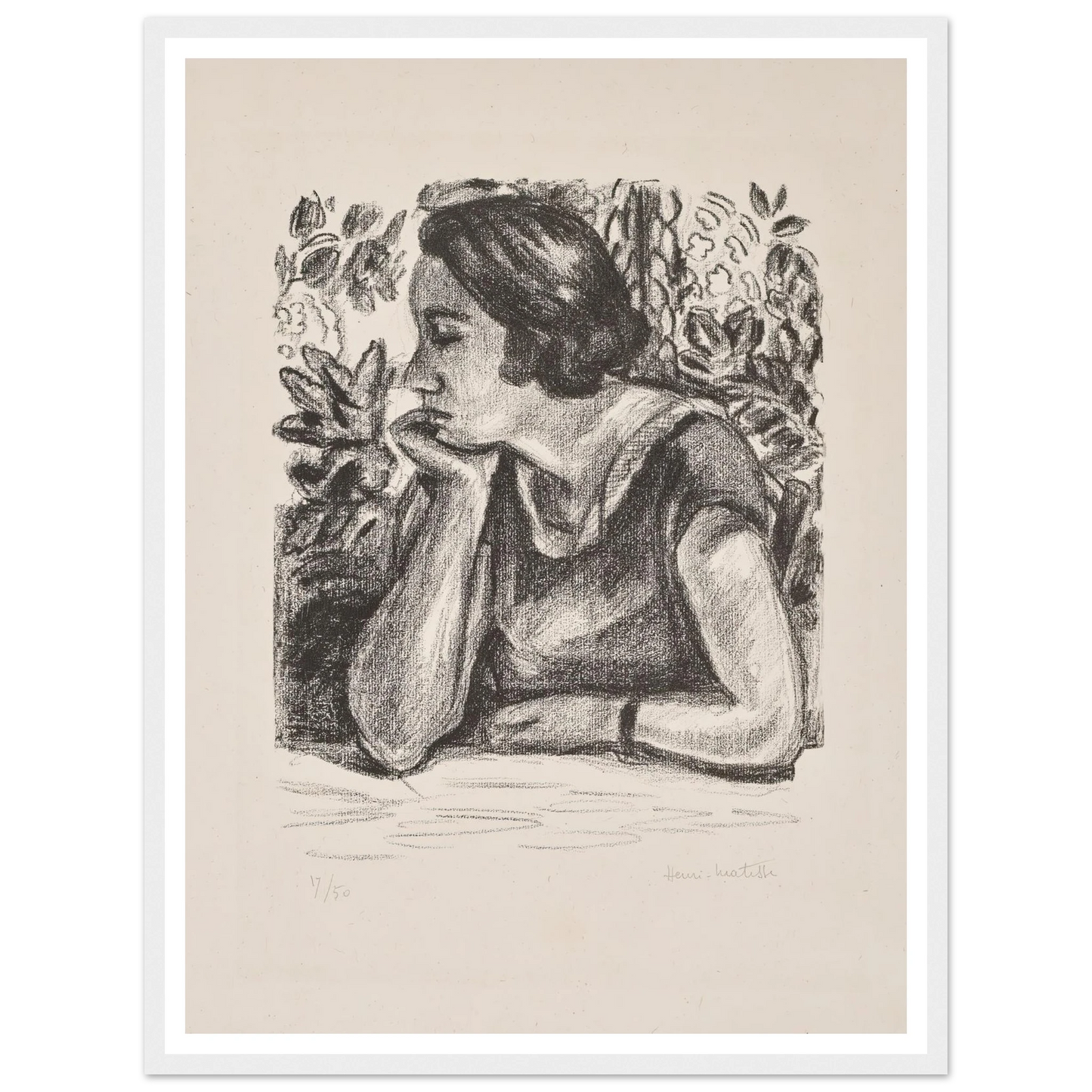 Visage de profil reposant sur un bras (1924) Art Print | Henri Matisse-Quipham Collections