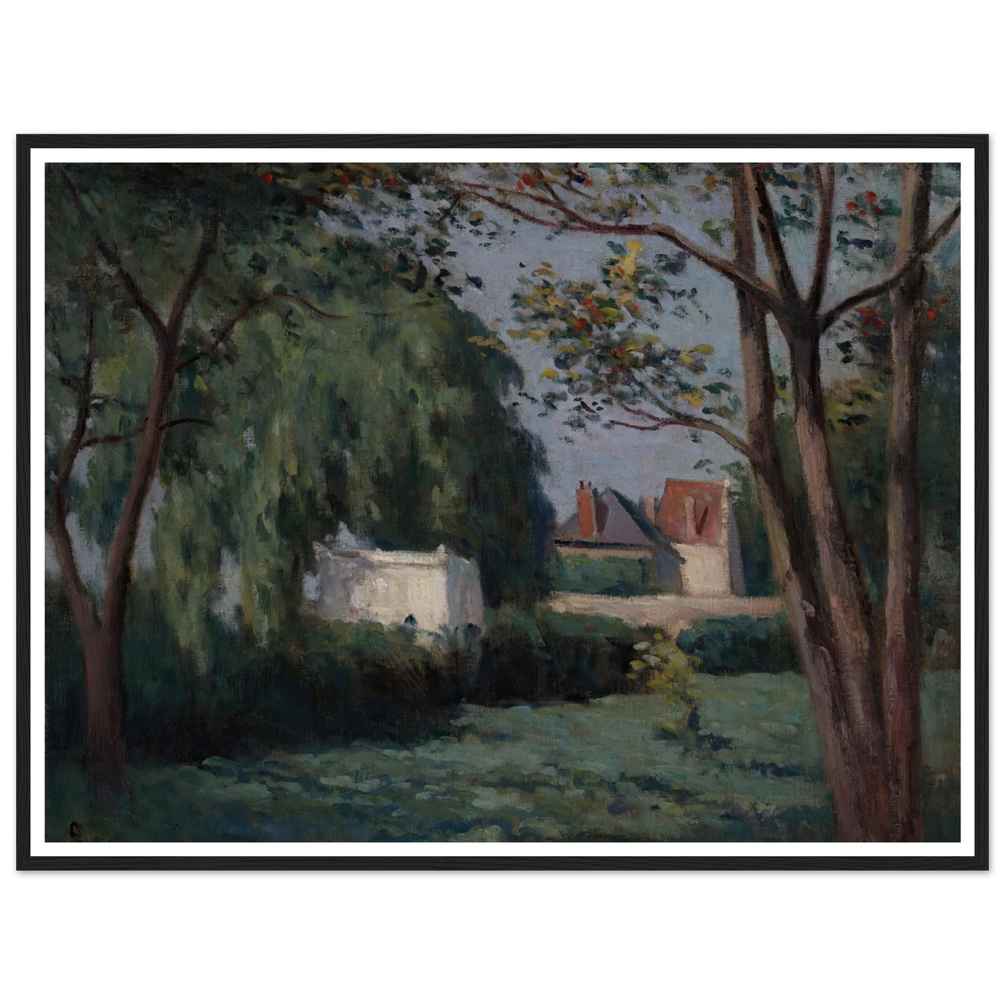 Country Scene with Three Houses and Trees (ca. 1900) Art Print | Maximilien Luce-Quipham Collections