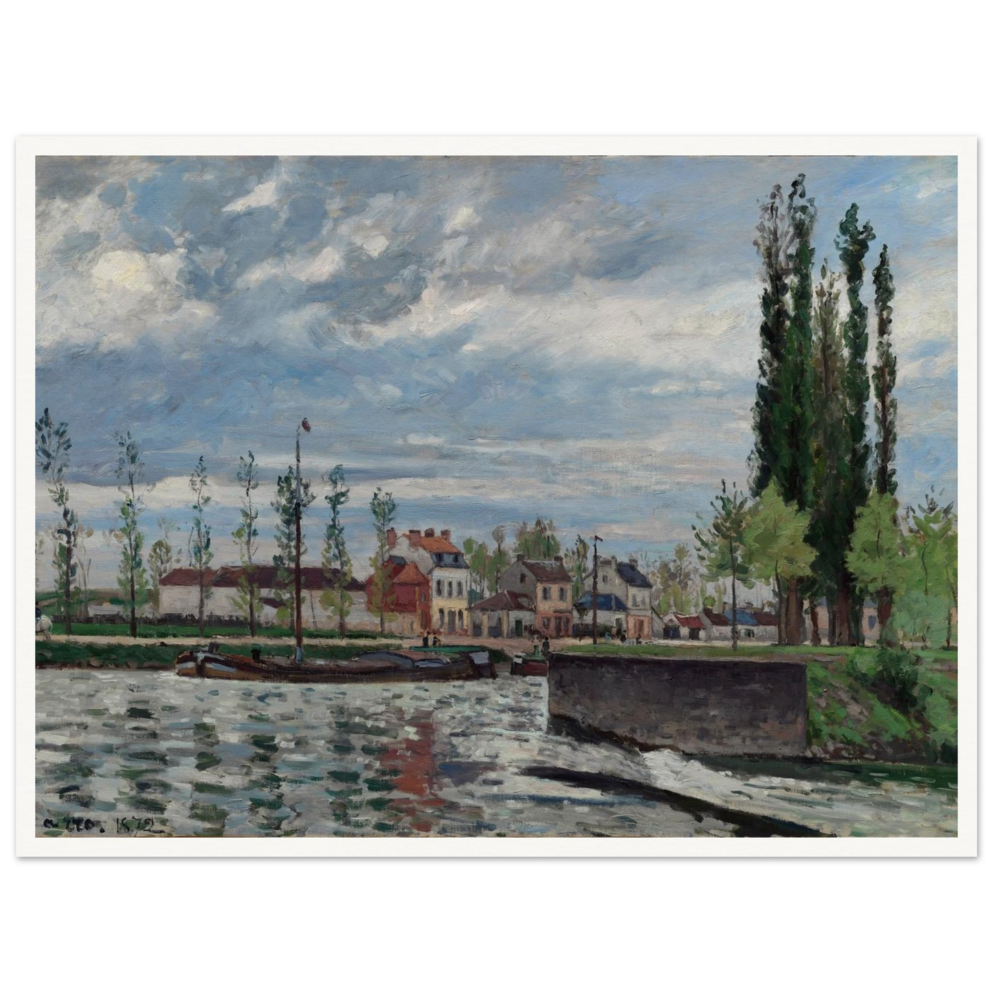 The Lock at Pontoise (1872) Art Print | Camille Pissarro-Quipham Collections