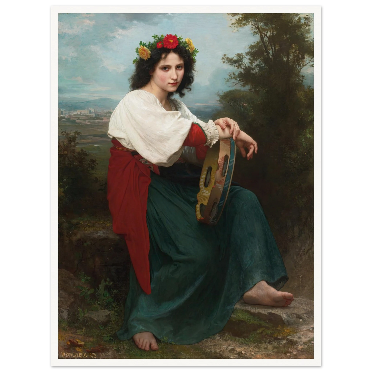 L’Italienne au Tambour de Basque (1872) Art Print | William Bouguereau-Quipham Collections