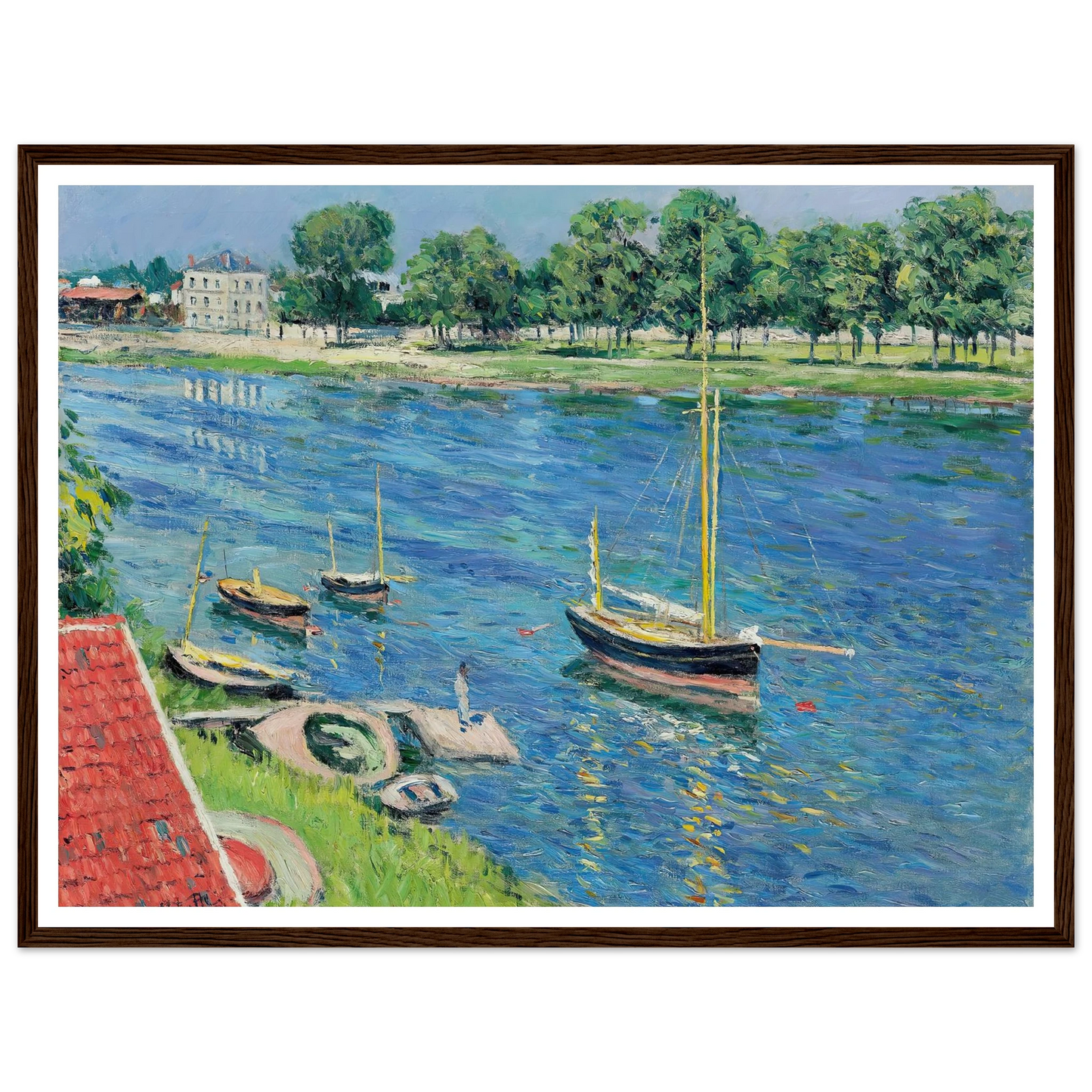 La Seine à Argenteuil, bateaux au mouillage (1883) Art Print | Gustave Caillebotte-Quipham Collections