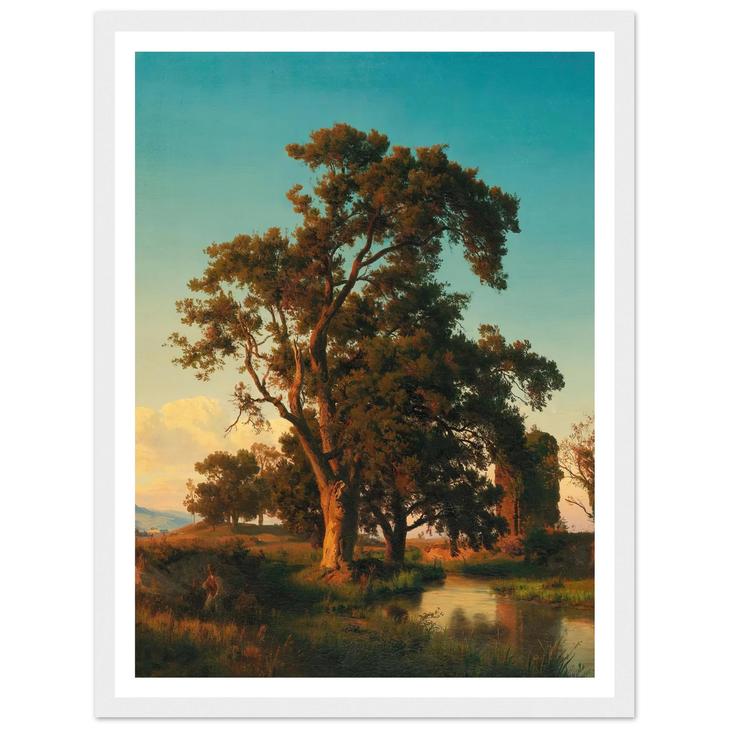 A majestic tree in the evening light Art Print | Oswald Achenbach-Quipham Collections