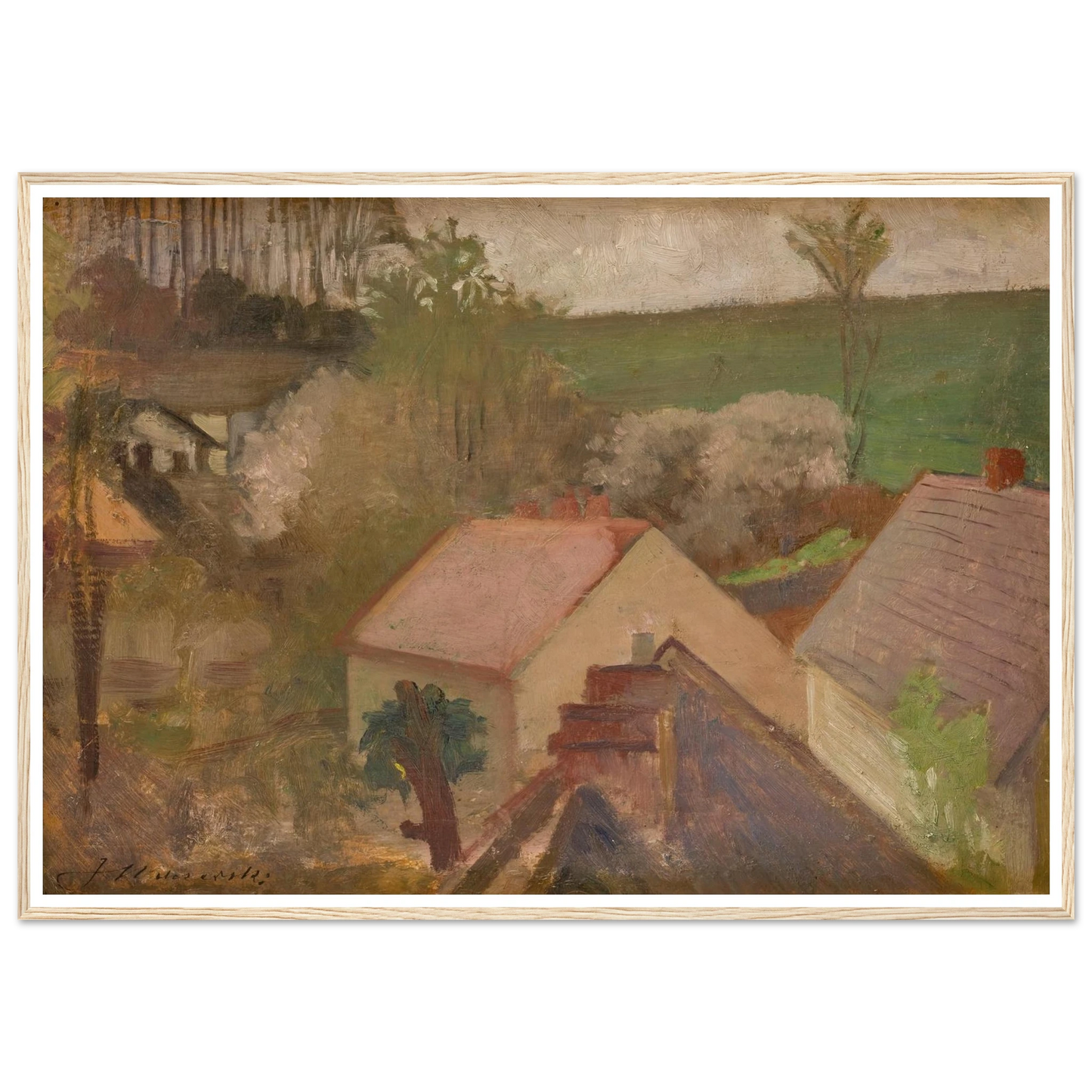 Countryside Landscape with Houses (1904-1908) Art Print | Jacek Malczewski-Quipham Collections