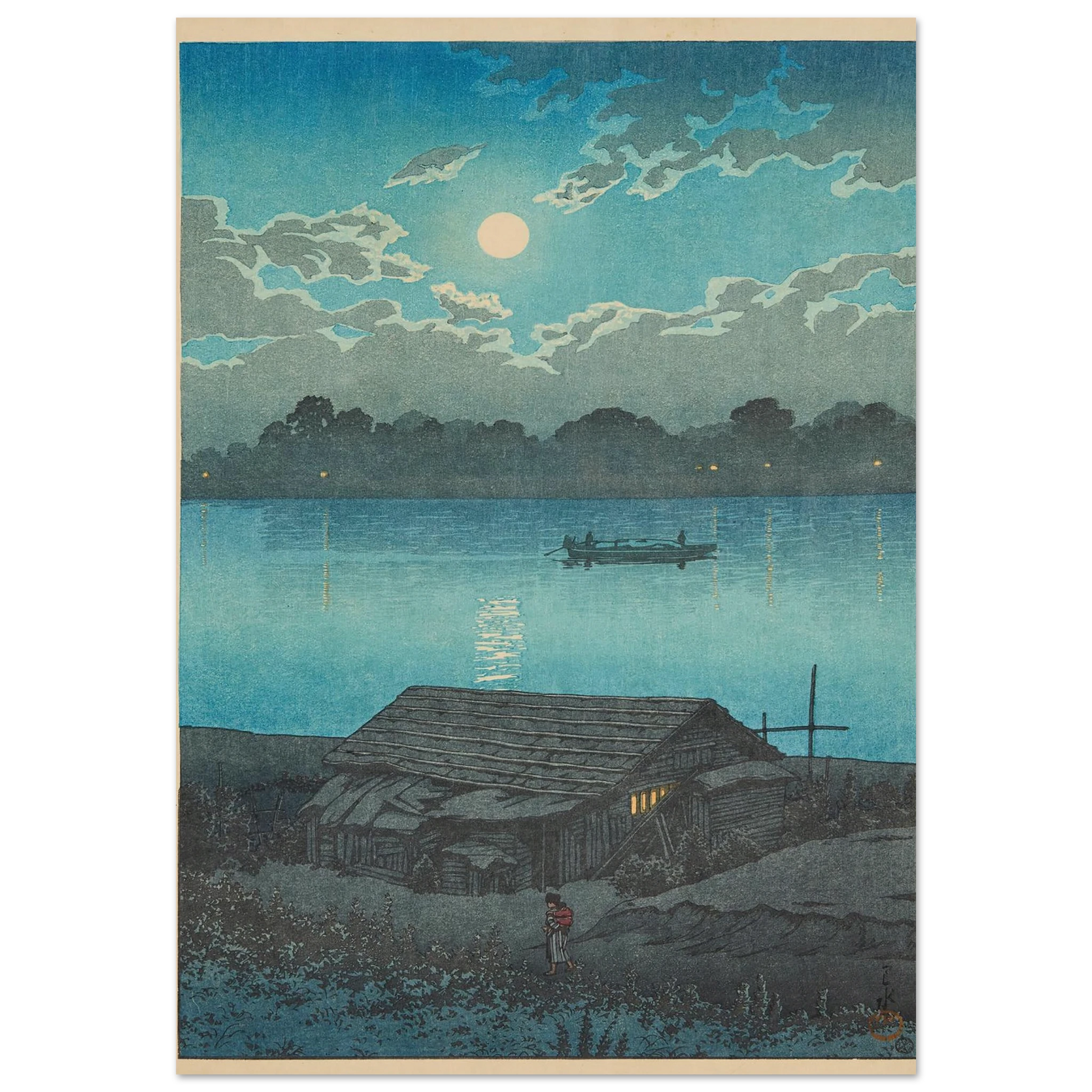 Arakawa no tsuki, Akabane (Moon on the Arakawa River in Akabane) (1929) Art Print | Kawase Hasui-Quipham Collections