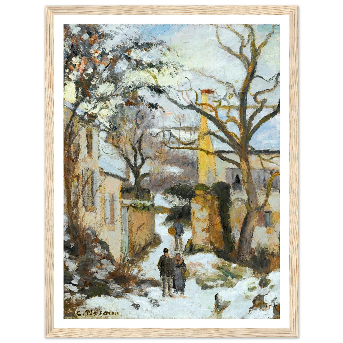 La Maison Rondest Sous La Neige, Pontoise Or Chemin De L’hermitage, Pontoise, Sous La Neige (circa 1875) Art Print | Camille Pissarro-Quipham Collections