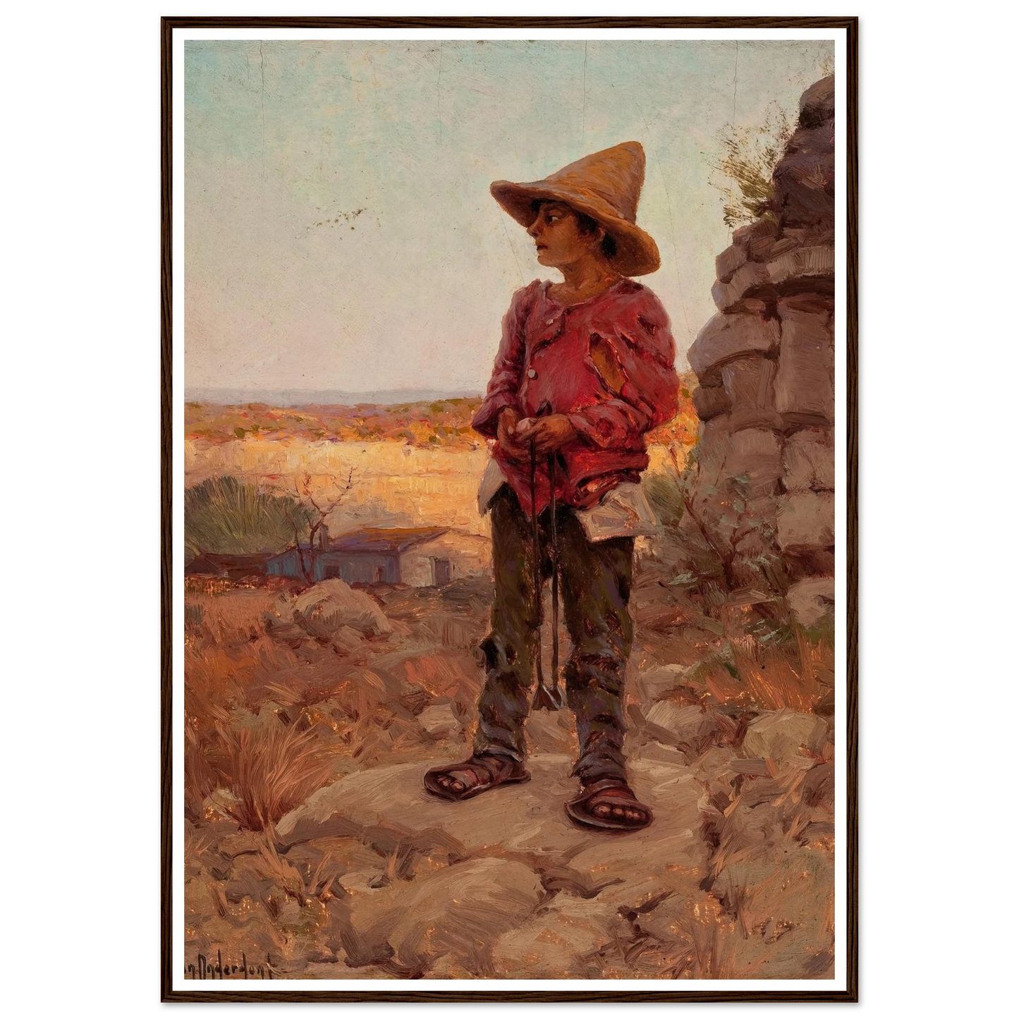 Goat Herder at the San Antonio Quarry (1909) Art Print | Julian Onderdonk-Quipham Collections